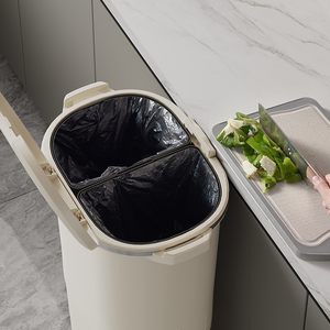 Cubo de basura de cocina con pedal y ruedas para movilidad, contenedor de plástico para almacenamiento, botes de basura de plástico - Product Image 4
