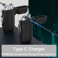 Allume-cigare électrique Plasma coupe-vent USB avec lampe de poche pour l'extérieur Briquet à double arc étanche IP56