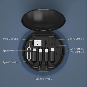 Kit Cavo Dati e Ricarica Multifunzione 6 in 1 di Alta Qualità 60W 3A con Adattatore <span class=keywords><strong>USB</strong></span> Type-C e Micro <span class=keywords><strong>USB</strong></span> in Custodia Metallica <span class=keywords><strong>per</strong></span> <span class=keywords><strong>Stampante</strong></span> - Product Image 3