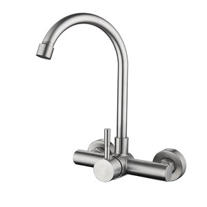 Wall Mounted Kitchen Faucet Single Handle 360 Degree Rotate Ceramic Valve Core Minimalist Style YQ20010F - Product Image 1