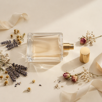 Flacon de parfum en verre plat transparent épais, vide et rechargeable, vaporisateur à fine brume doré, atomiseur de voyage de luxe 30ml 50ml 100ml