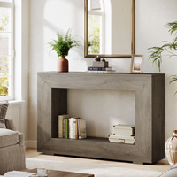 Table console ronde en corne de style rustique industriel, table de canapé d'entrée avec rangement pour couloir, style animal, fabrication artisanale
