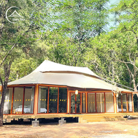 Suite de glamping de luxe préfabriquée Botswana 2 chambres, tentes de villas extérieures avec structure en acier résistant au vent de niveau 12