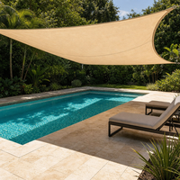Voile d'ombrage tissée tricotée résistante aux UV 185GSM Beige pour extérieur, parking, balcon, patio
