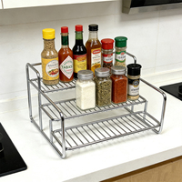 Organisateur de bouteilles d'assaisonnement à trois niveaux pour cuisine domestique, étagère de rangement multifonctionnelle pour comptoir de salle de bain