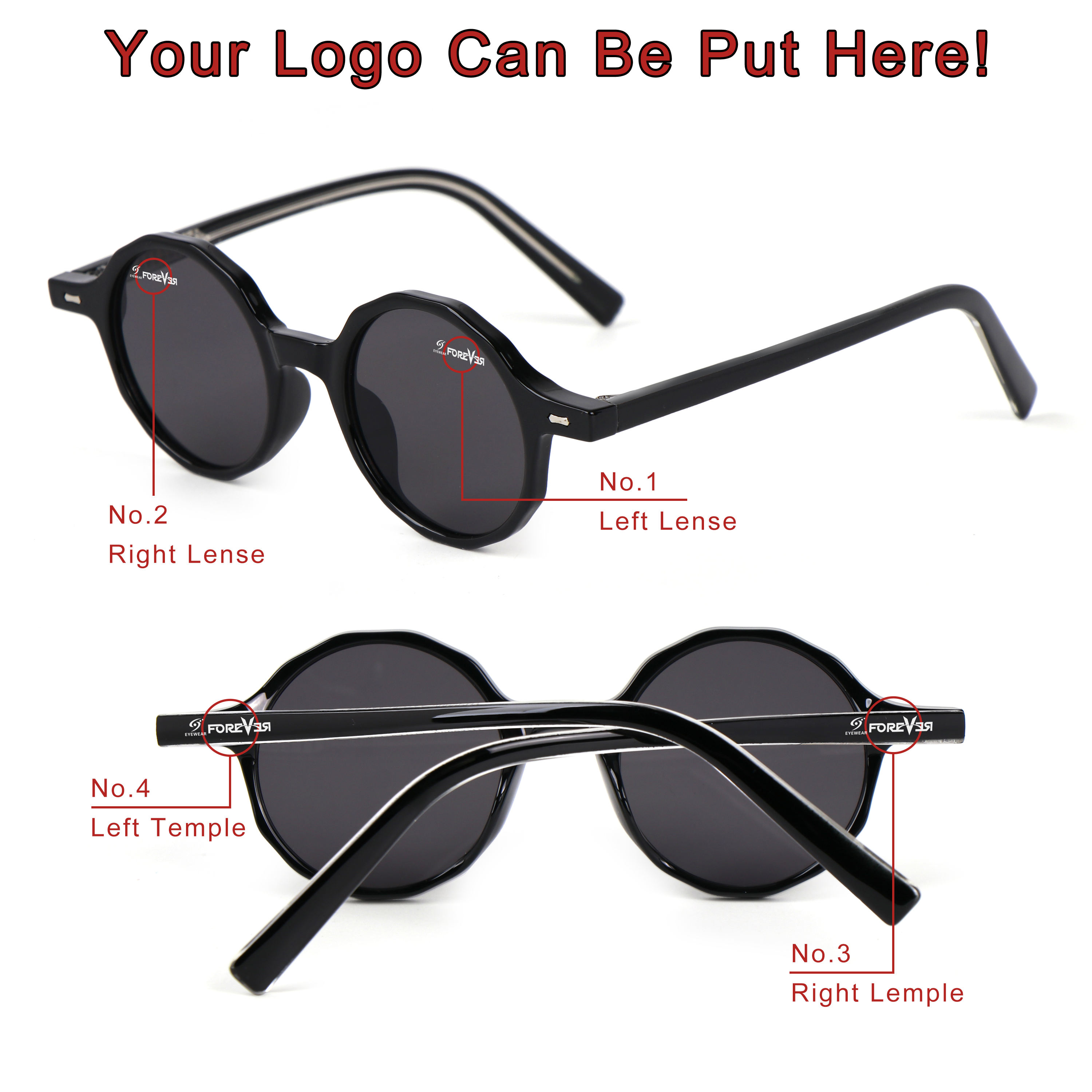 Custom Shades Sun Glasses Round Frame TR90 Frame with CP Temple Unisex High Quality Round Fashion Sunglasses for Men Women