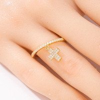 Cincin Pernikahan Unisex Model Salib Zirkon Mewah Sederhana Terlaris Baru