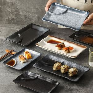 Japanese Style <b>Ceramic</b> Dumpling <b>Plate</b> with Vinegar Dish Rectangular French Fries <b>Plate</b> Porcelain Sushi Dessert <b>Plate</b> - Product Image 1
