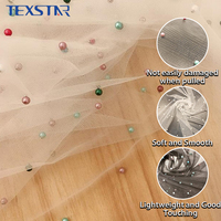 Tissu en tulle doux léger pour filles, personnalisé, 100 % polyester, tricot warp ripstop, maille 3D perlée, pour décoration de robe de mariée