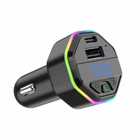 Adaptateur de chargeur de téléphone avec écran numérique G44/lumière LED colorée pour station de charge PD/USB, chargeur de voiture sans fil, appels mains libres