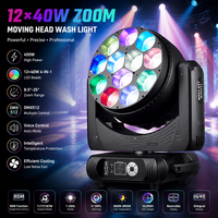 Projecteur LED mobile MOKE 450W 12x40W RGBW 4-en-1 avec zoom CTO 2800K-8500K DMX512 RDM pour scène de concert