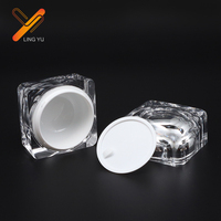 Flacons pompe et pots à crème vides en acrylique carré pour emballages de soins de la peau, capacités de 15 ml à 100 ml