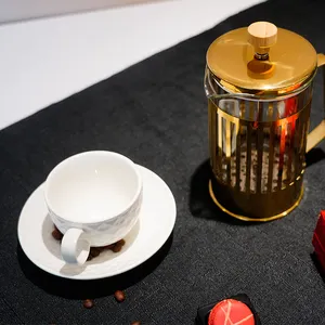Presse française résistante à la chaleur avec logo personnalisé cafetière en verre goutte à goutte piston à café