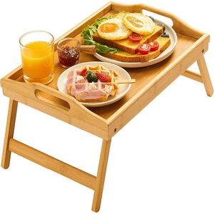 Wooden Folding Tray With Handles Portable <b>Foldable</b> Easy Clean Durable Serving Tray For Breakfast Snacks Computer <b>Desk</b> Use - Product Image 2