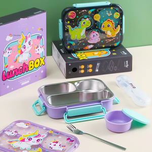 Cartoon <b>Lunch</b> <b>Box</b> Portable Rectangular Kids Students Leakproof Food Container Tableware - Product Image 3