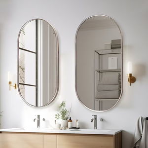 Kingstin <span class=keywords><strong>Miroir</strong></span> <span class=keywords><strong>Salle</strong></span> <span class=keywords><strong>de</strong></span> <span class=keywords><strong>Bain</strong></span> Ovale Moderne, Cadre Inox Brossé, <span class=keywords><strong>Miroir</strong></span> Mural Minimaliste, Personnalisable - Product Image 3