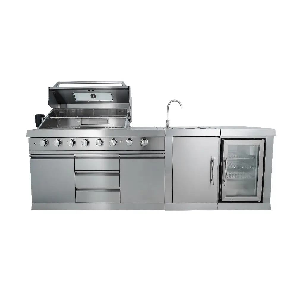 Hyxion 304 in acciaio inox BBQ 3 pezzi lavello armadio da vino armadio da cucina all'aperto con lavello e griglia