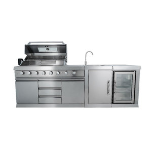 Hyxion 304 Stainless Steel <strong>BBQ</strong> 3 Piece Sink Wine Cabinet Outdoor Kitchen Cabinet with Sink and Large Grill - Product Image 1