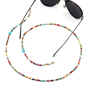 Aksesoris Kacamata Manik-manik Batu Biru GL723, untuk Kacamata Hitam, Tali Kalung Buatan Tangan, Kacamata Mata dengan Kait