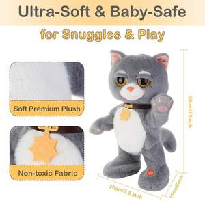 Juguete de Peluche de Gato Gris Interactivo con Voz AI, Relleno de Algodón PP, Canta y Baila, Compañero Educativo <span class=keywords><strong>para</strong></span> Bebés, Decoración <span class=keywords><strong>para</strong></span> Fiestas de <span class=keywords><strong>Cumpleaños</strong></span> - Product Image 5