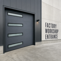 Porte de garage électrique à enroulement en aluminium gris foncé avec quatre fenêtres étroites pour les projets d'entrée de villas, d'usines et d'ateliers