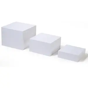 Set of 3 Glossy white Acrylic Cube Display Risers with Hollow Bottoms for display only