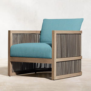 Ensemble de canapés d'extérieur modernes en teck Chaise de loisirs simple avec rotin nordique imperméable pour cour, jardin et terrasse - Product Image 1