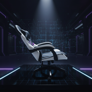 <span class=keywords><strong>Silla</strong></span> de Juego Ergonómica de Cuero - Diseño Moderno Giratoria 360 Grados Respaldo Alto Ajustable Reclinable Negra para PC - Product Image 4