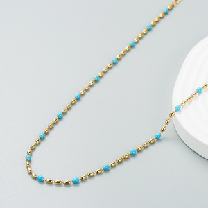 Collar de Cadena de Acero Inoxidable con Esmalte y Baño de Oro de 18K, Diseño de Moda 2025, Venta al Por Mayor |   Gargantilla de cadena para clavícula que no se decolora para mujer - Product Image 5