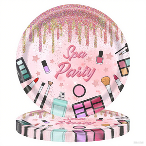 Ensemble d'assiettes et de serviettes DAMAI pour fête spa, fournitures pour fête de maquillage sur le thème du spa, pour filles, princesse, rose sucré, fête d'anniversaire sur le thème du maquillage - Product Image 2