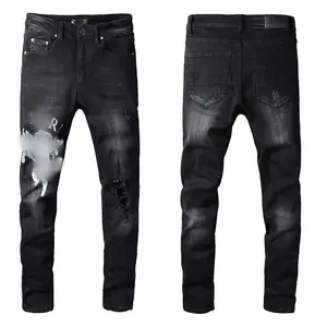 Designer famous brand Luxury clothing wholesale high waist cotton print denim jeans man