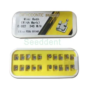 Mini soporte de metal estándar para ortodoncia, base de malla Bondable Roth / MBT / Edgewise 022 345wh con marca láser, 2 unidades