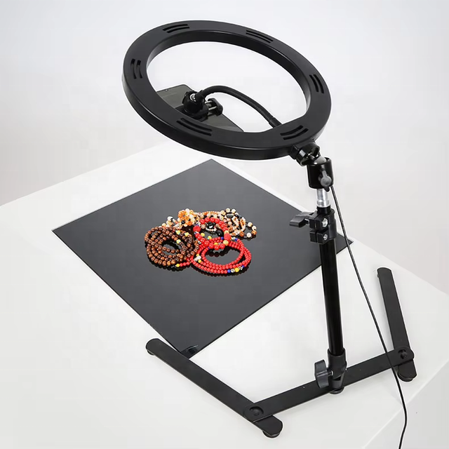 Desktop Mobile Holder Metal Selfie Stick Stand Overhead Phone Mount for Live Streaming with Ring Light