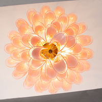 Lustre rose led anneau rond art cristal verre vintage suspension led lampe décorative salon Suspension
