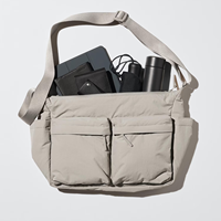 Bolso Bandolera de Viaje Grande Personalizado para Hombre, Bolso de Hombro Casual con Cierre y Múltiples Bolsillos, Estilo Casual Negro