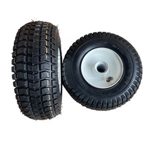Pneus pneumatiques 9x3.50-4 à plis diagonaux avec essieu pour roue de chariot à main - Product Image 4