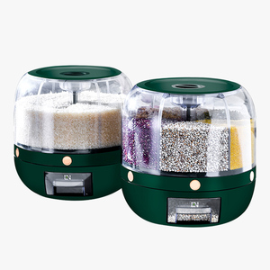 Küchen vorrats kammer Kunststoff Müsli Vorrats behälter groß Rotating Dry Bulk Food Dispenser 6-Gitter Getreide Bice Eimer Box mit Deckel