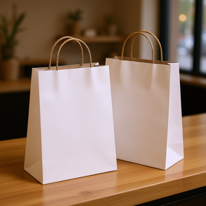 White Kraft Paper <b>Bag</b> 10x5x13 Twisted Handles Recyclable Shopping <b>Bag</b> <b>Bulk</b> Pack 25 Classic Style - Product Image 2