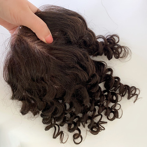 คลิปติดฐานไหมสำหรับผู้หญิงผมแท้2 # ปิดด้านบนเป็นคลื่นสีน้ำตาล100% หนังกำพร้าจัดตำแหน่งทำด้วยมือ - Product Image 2