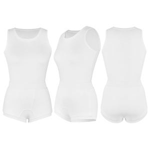 Due pezzi elasticizzati a costine corte canottiere aderenti <span class=keywords><strong>pantaloncini</strong></span> da Yoga tuta da salotto tutto bianco abiti da donna 2 pezzi - Product Image 2