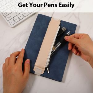 Pochette de luxe en similicuir avec fermeture éclair et bande élastique réglable pour carnets et agendas - Product Image 2