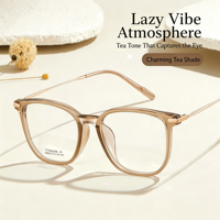 Montures de lunettes ultra-légères M8225 en titane flexible, style vintage, couleur thé noir, pour maquillage naturel