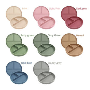 Assiette à ventouse en silicone pour bébé avec 3 compartiments, sans BPA, plateau repas divisé, motif dessin animé, poignée, couvercle à débit lent - Product Image 5