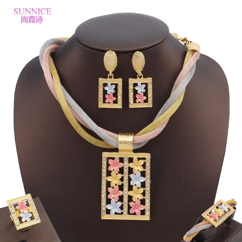 SUNNICE Colorido 4 pcs Set Jóias Para As Mulheres Indiano Europeu Nupcial Wedding Necklace Set Jóias Para As Mulheres