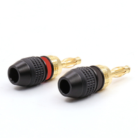 Connecteur banane plaqué or 4 mm, tube ouvert, robuste, avec contact à ressort pour borne de haut-parleur et amplificateur