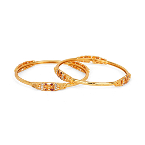 Embellished Metal <b>Bangle</b> <b>Bracelet</b> with Sculptural Figures Flower Pattern Accents and Sparkling Stone Settings Traditional Style - Product Image 1