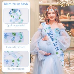 Décorations de baby shower sur le thème des dinosaures pour garçon, sash de maternité bleu <span class=keywords><strong>dinosaure</strong></span> pour future maman, bouton de maternité pour future maman et future <span class=keywords><strong>papa</strong></span>, couronne de fleurs et bandeau - Product Image 6