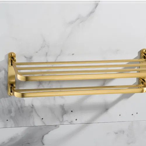 Kitchen Bathroom Double Towel Shelf Rack Holder Without Drilling With Accessories bath towel rack