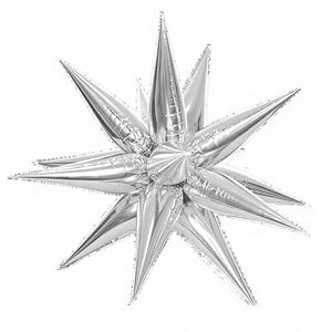 Ballon décoratif en forme d'étoile multi-pointes argentée Party Love, 40 pouces, 108 cm - Product Image 1