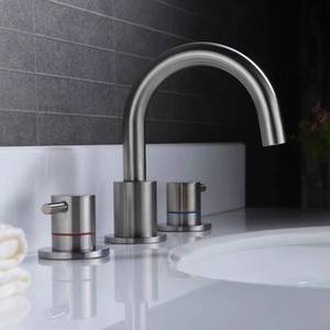 Basin Bathroom Sink Faucet 3 Hole Dual Handle Metered Ceramic Valve Core Modern Design <b>Deck</b> Mount - Product Image 3